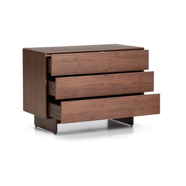 Tumša dabīga toņa kumode ar riekstkoka imitāciju 101x75x50 cm Norlen – Kave Home-image-4