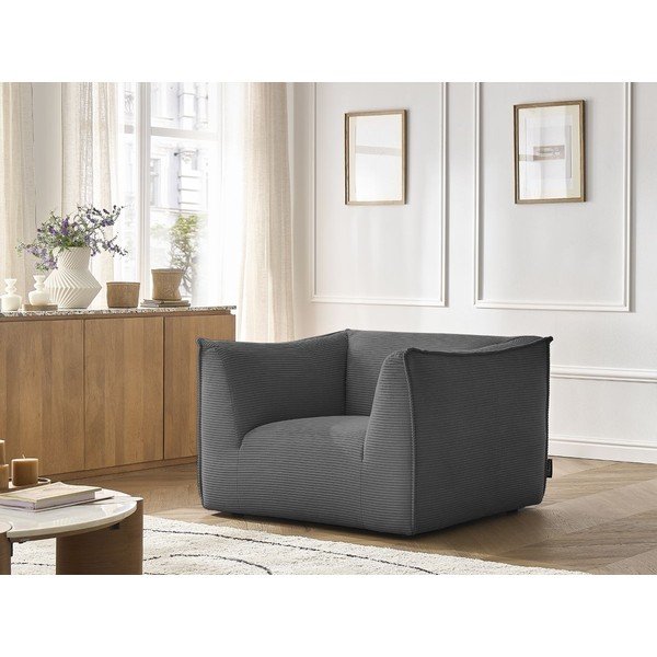 Tumši pelēks velveta atpūtas krēsls Giorgia – Bobochic Paris-image-1