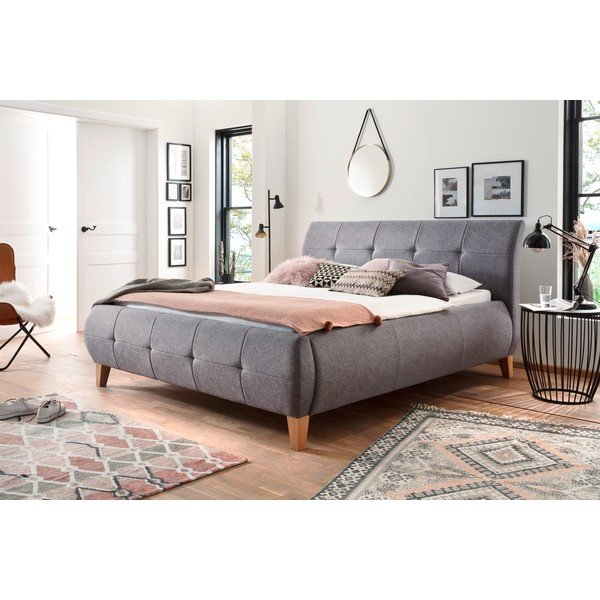 Antracīta pelēka polsterēta divvietīga gulta ar veļas kasti ar redelēm 180x200 cm Matheo – Meise Möbel-image-3
