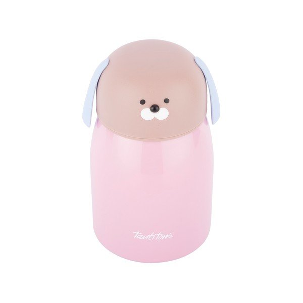 Rozā nerūsējošā tērauda termo pudele Tantitoni Cute Doggy, 280 ml