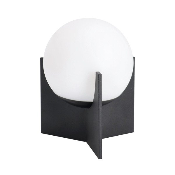 Melna metāla LED galda lampa ar regulējamu spilgtumu ar plastmasas abažūru (augstums 16 cm) Cardamom – Bizzotto