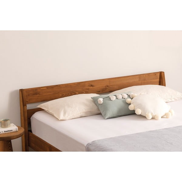 Dabīga toņa/tumši brūna egles masīvkoka vienvietīga gulta ar redelēm 90x200 cm Venus – Kalune Design-image-3