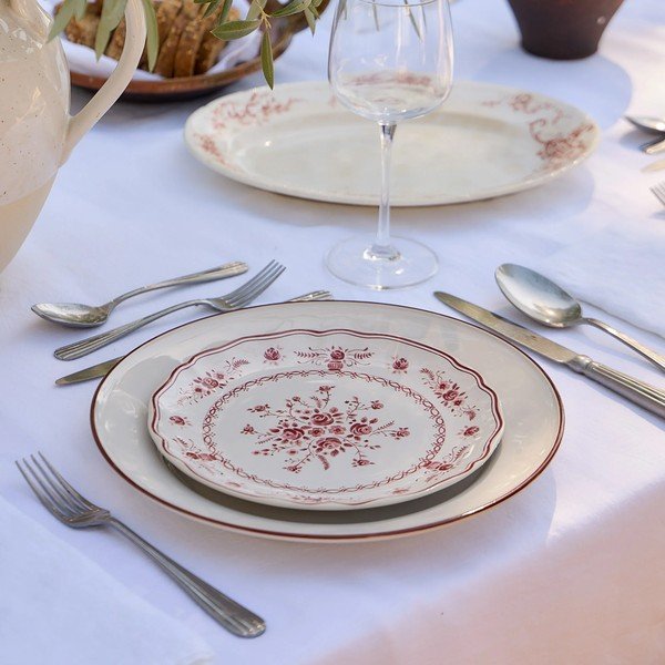 Sarkans/balts deserta akmensmasas šķīvis ø 21 cm Vila – Costa Nova-image-1