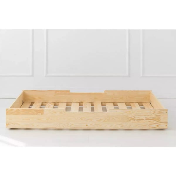 Dabīga toņa izvelkama bērnu gulta ar veļas kasti un redelēm 90x190 cm CPP – Adeko-image-1