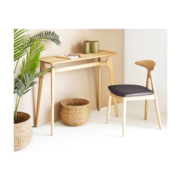 Gaiša dabīga toņa konsoles galds ar ozolkoka imitāciju 35x100 cm Rennes – House Nordic-image-1