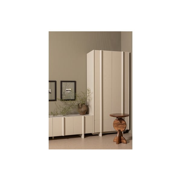 Krēmkrāsas priedes masīvkoka modulārais skapis 101x210 cm Basu – WOOOD-image-4