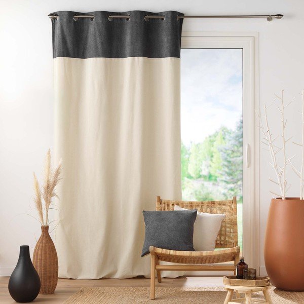 Antracīta pelēks/bēšs aizkars 140x240 cm Tessa – douceur d'intérieur-image-2