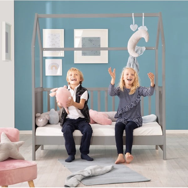 Pelēka bērnu gultiņa 70x140 cm – Roba-image-1