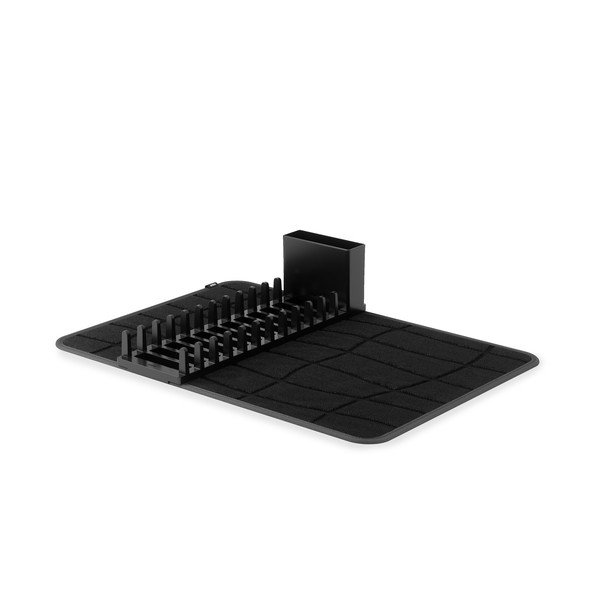 Matēti melns plastmasas trauku žāvēšanas paliktnis 61x43 cm Udry – Umbra