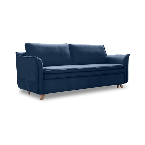 Tumši zils samta salokāms dīvāns 225 cm Charming Charlie – Miuform