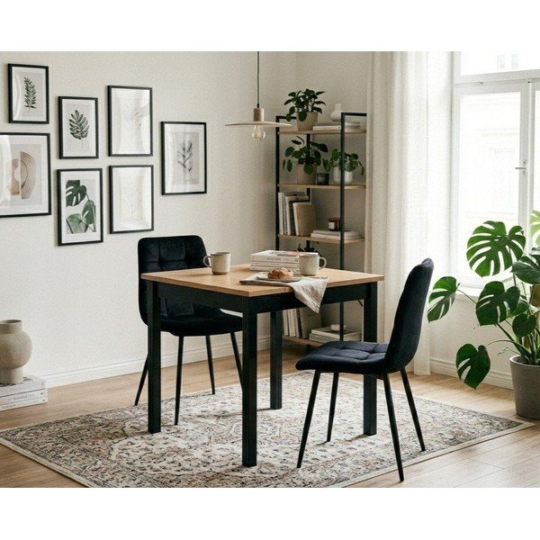Ēdamgalds no priedes koka ar melnu konstrukciju Bonami Essentials Sydney, 70 x 70 cm-image-1
