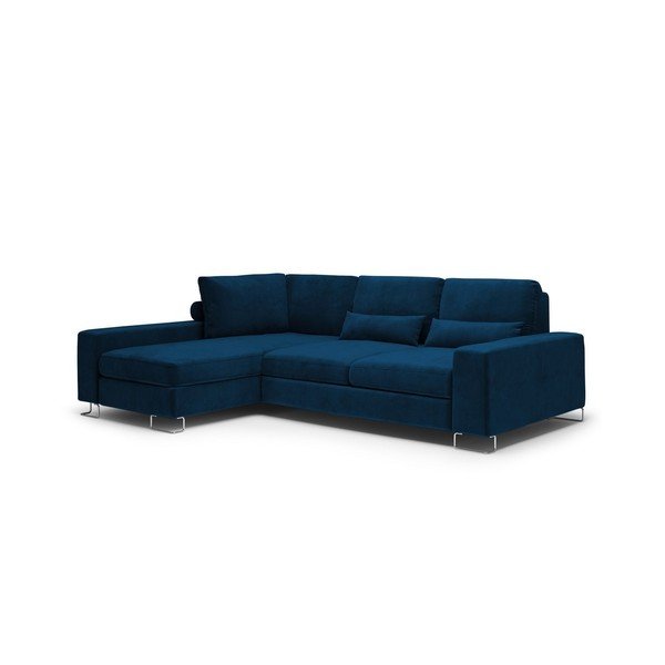 Tumši zils izlaižams samta stūra dīvāns ar glabāšanas vietu Windsor & Co Sofas Diane, kreisais stūris-image-3