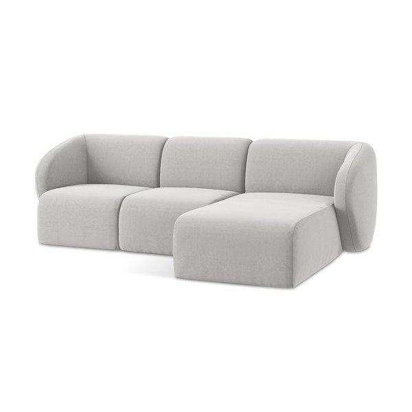 Gaiši pelēks samta stūra dīvāns (ar labo stūri/ar zvilni) Lani – Makamii-image-4