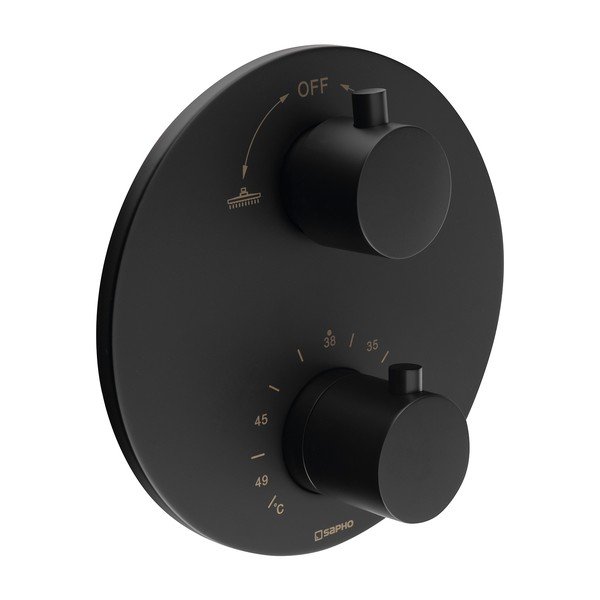 Matēti melns iebūvēts jaucējkrāns dušai (ar 2 izvadiem) – Sapho-image-1