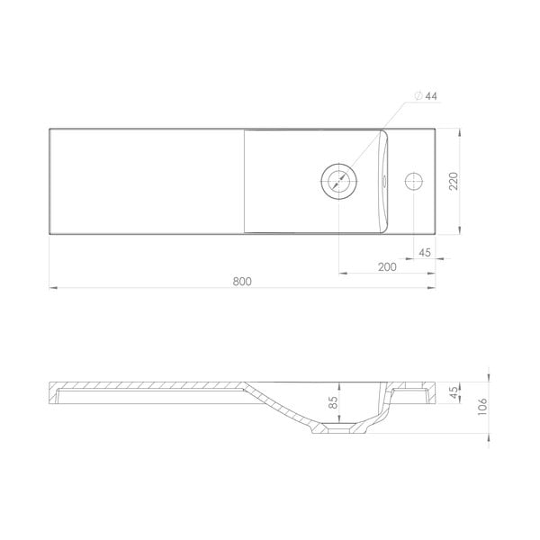 Balta izlietne no minerālu kompozītmateriāla 80x22 cm Agos – Sapho-image-4