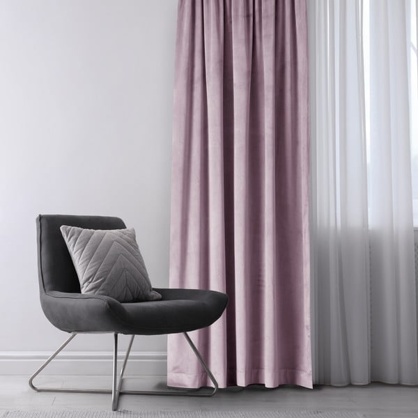 Gaiši rozā samta daļēji gaismu necaurlaidīgs aizkars 140x245 cm Eyelets – Restilo-image-1