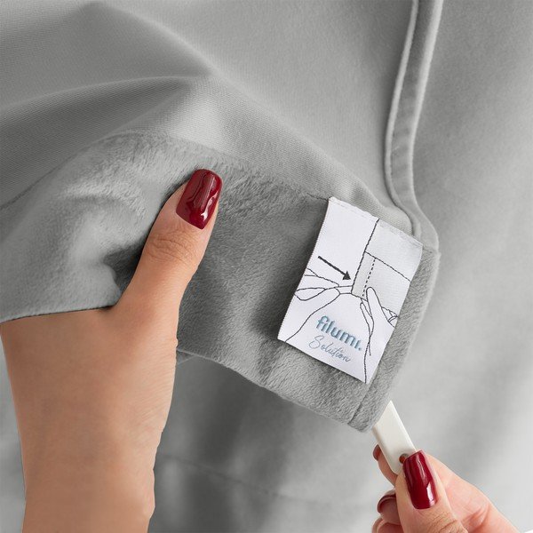 Pelēks samta daļēji gaismu necaurlaidīgs aizkars 400x270 cm Velto – Filumi-image-4