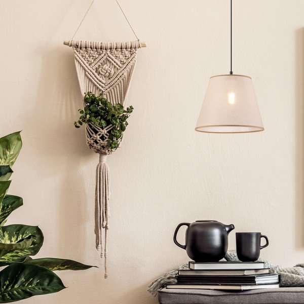 Melna piekaramā lampa ar auduma abažūru ø 30 cm Paco – LAMKUR-image-3