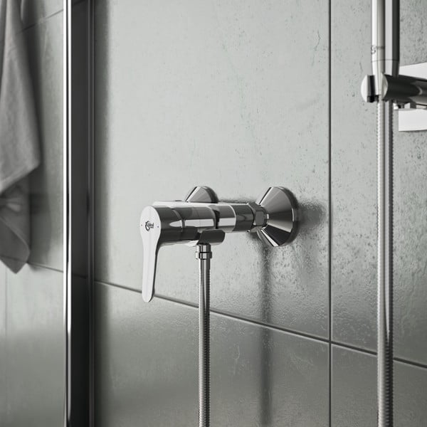 Spīdīgas sudraba krāsas jaucējkrāns dušai/sienas Alpha – Ideal Standard-image-2