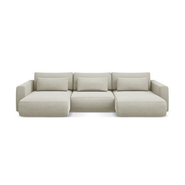 Bēšs salokāms/ar uzglabāšanas vietu (U veida) stūra dīvāns Kapua – Makamii