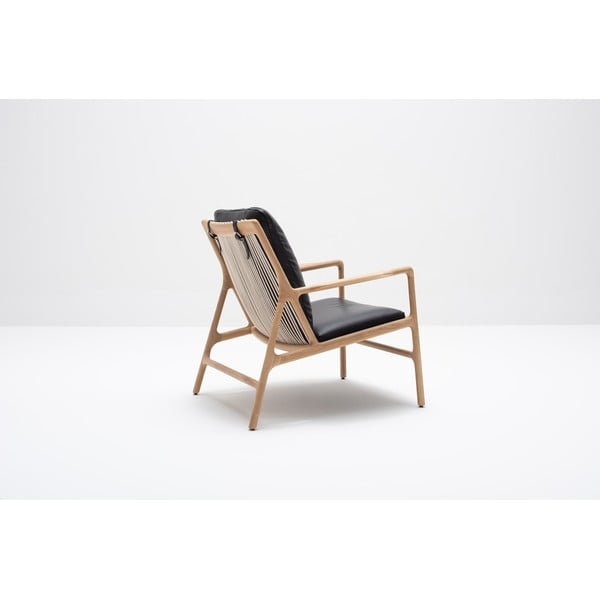 Melns/dabīga toņa ādas atpūtas krēsls Dedo – Gazzda-image-4