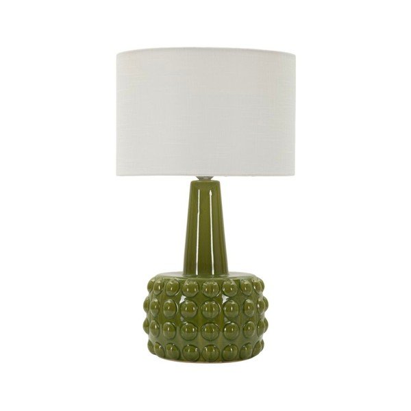 Balta/zaļa keramikas galda lampa ar auduma abažūru (augstums 51,5 cm) Gress – Mauro Ferretti