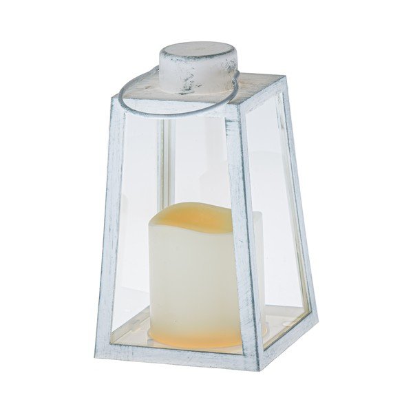 Balta LED laterna uz baterijām (augstums 18 cm) – Dakls