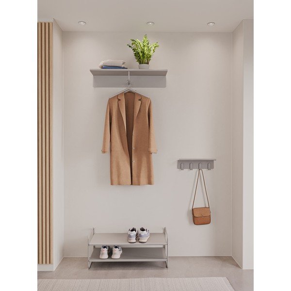 Gaiši pelēks tērauda sienas pakaramais ar plauktu 21,5 cm A-Coat – Zone-image-1