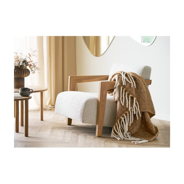 Gaiši brūns pleds no vilnas maisījuma 130x170 cm Carmel – House Nordic-image-1