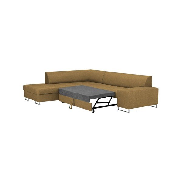 Medus dzeltena stūra dīvāns ar sudraba krāsas kājām Cosmopolitan Design Orlando, kreisais stūris-image-4