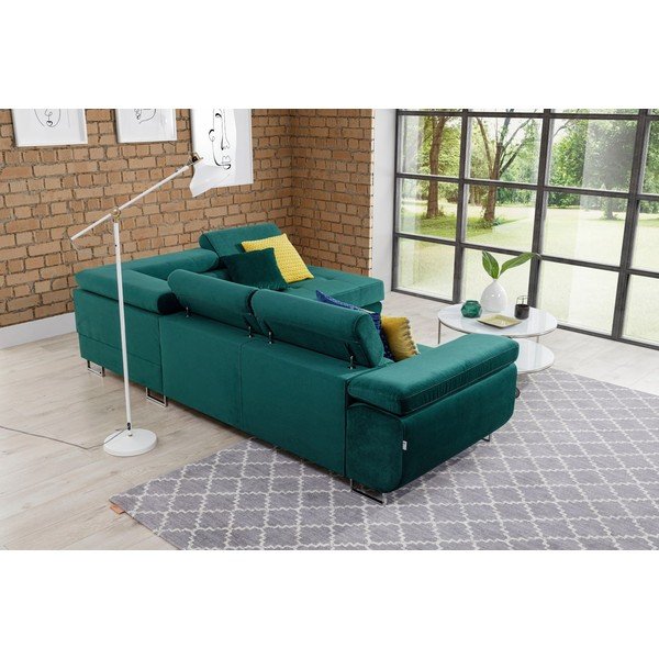 Zaļš samta salokāms/ar uzglabāšanas vietu stūra dīvāns (ar labo stūri/L veida) Anton – ELTAP-image-4