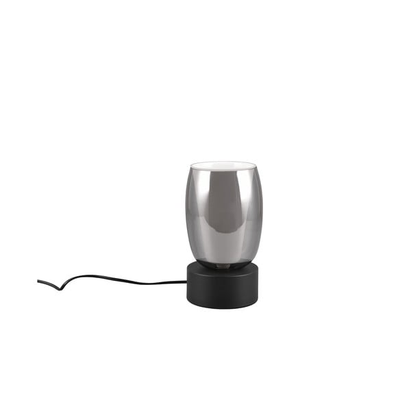 Melna/sudraba krāsas galda lampa ar stikla abažūru (augstums 24 cm) Barret – Trio Select