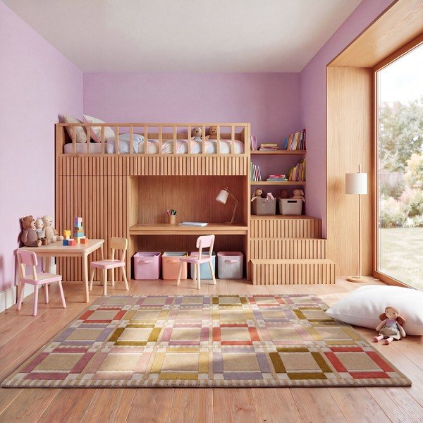 Dabīga toņa ar rokām darināts vilnas paklājs 140x200 cm Quadro Wool – Flair Rugs-image-2