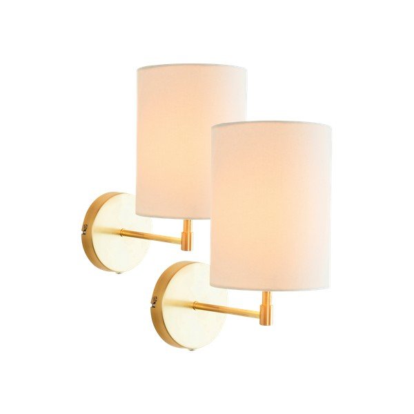 Krēmkrāsas/misiņa krāsas tekstila sienas lampa ar vadu Seth – Jotex
