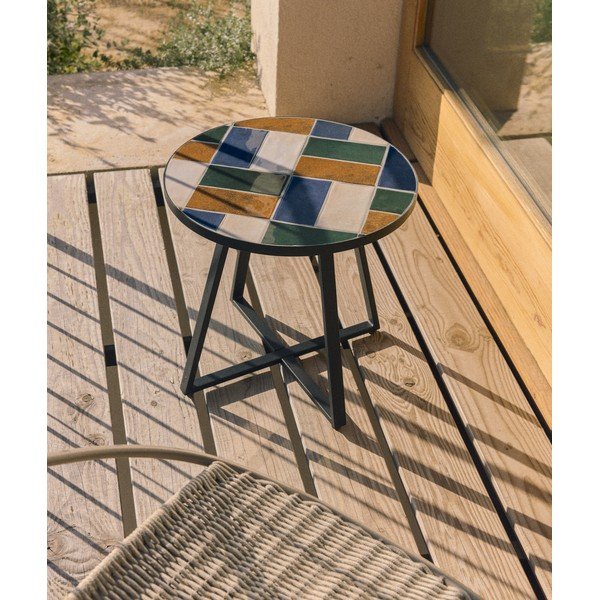 Apaļš dārza galdiņš ar keramikas virsmu ø 45 cm Tella – Kave Home-image-3