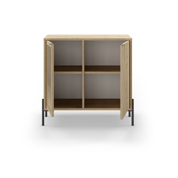 Dabīga toņa zema kumode ar ozolkoka imitāciju 80x80 cm Inca – Marckeric-image-3