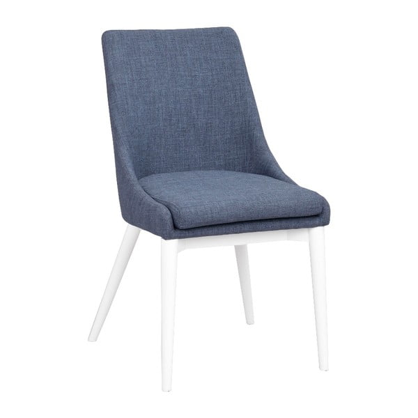 Zils polsterēts pusdienu krēsls ar baltām kājām Rowico Bea