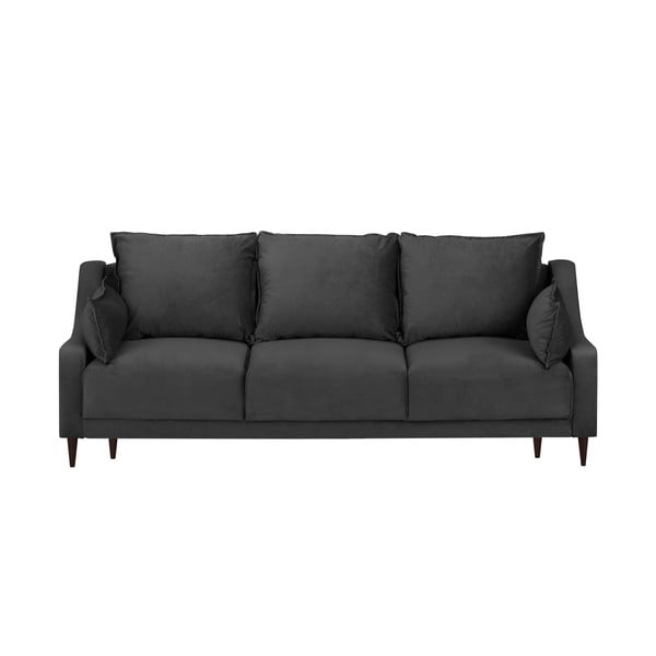 Tumši pelēks samta izlaižams dīvāns ar glabāšanas vietu Mazzini Sofas Freesia, 215 cm