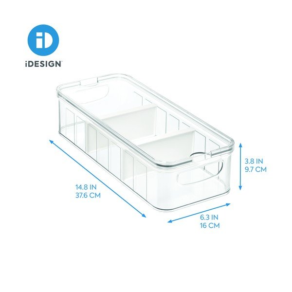 Caurspīdīga uzglabāšanas kaste ar vāku un 3 nodalījumiem iDesign, 38 x 16 cm-image-2