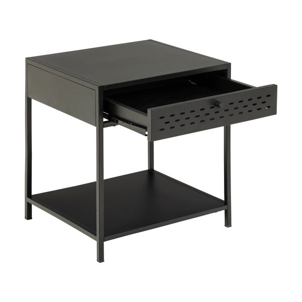 Melns metāla naktsgaldiņš ar atvilktni Actona Newcastle-image-3