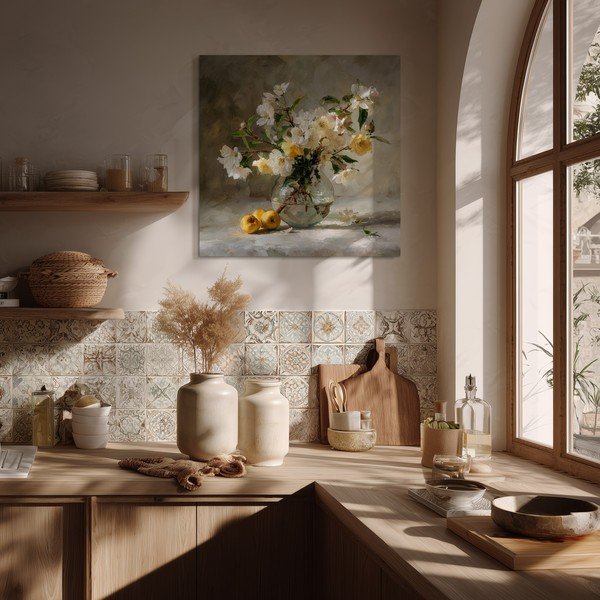 Drukāta glezna ar rāmi 70x70 cm Apple Flowers – Styler-image-1