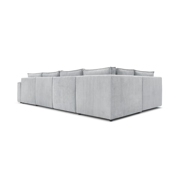 Gaiši pelēks velveta stūra dīvāns (ar kreiso stūri/U veida) Nihad modular – Bobochic Paris-image-4