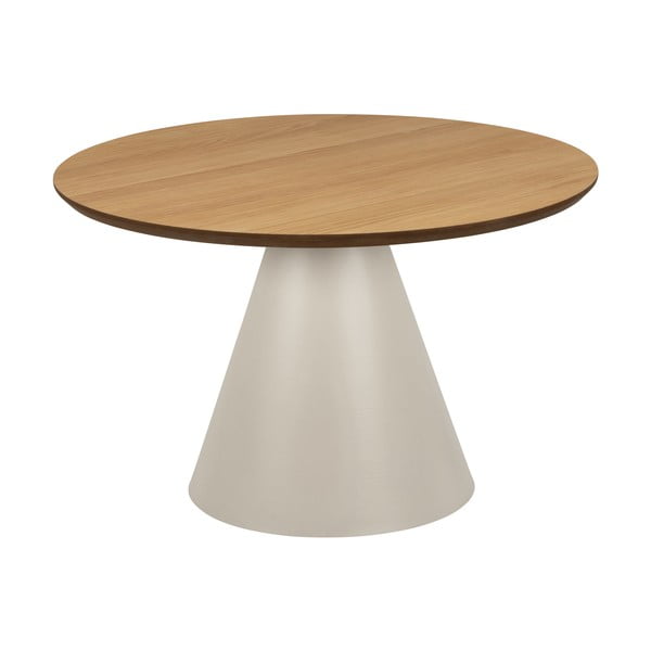 Krēmkrāsas/dabīga toņa apaļš žurnālgaldiņš ar ozolkoka imitācijas galda virsmu ø 65 cm Soli – Actona-image-3