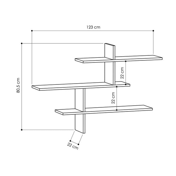 Dabīga toņa daudzlīmeņu sienas plaukts ar ozolkoka imitāciju 123 cm Leo – Kalune Design-image-4