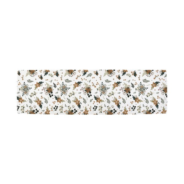 Kokvilnas galda celiņš ar Ziemassvētku motīvu 40x140 cm Festive Flowers – Butter Kings