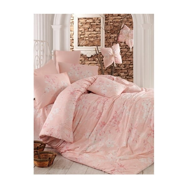 Rozā gultas veļa divguļamai gultai Elena, 200 x 220 cm