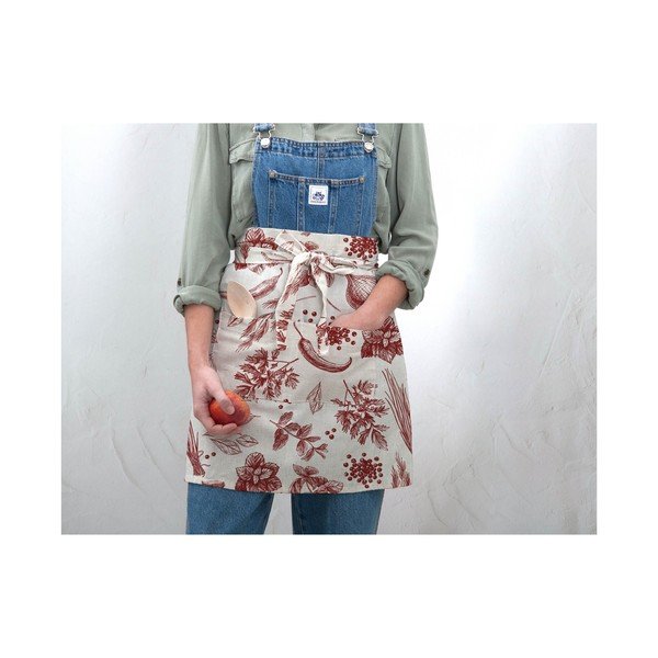 Ziedu priekšauts ar linu Really Nice Things Delantal Red Peppers-image-2