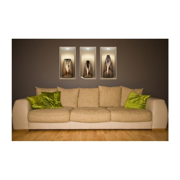 3 uzlīmju komplekts ar 3D efektu Ambiance Wooden Vases-image-4