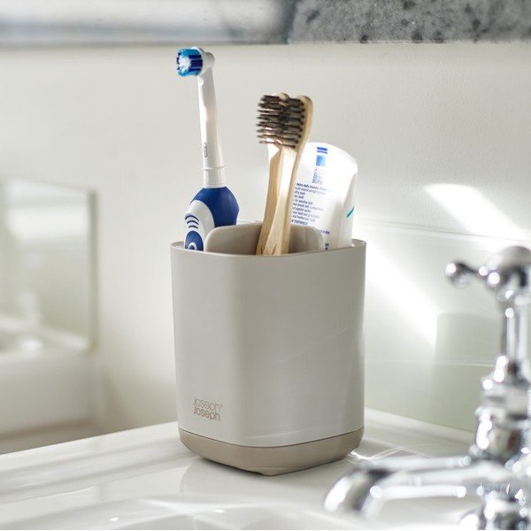 Bēšs plastmasas zobu birstes statīvs EasyStore – Joseph Joseph-image-1