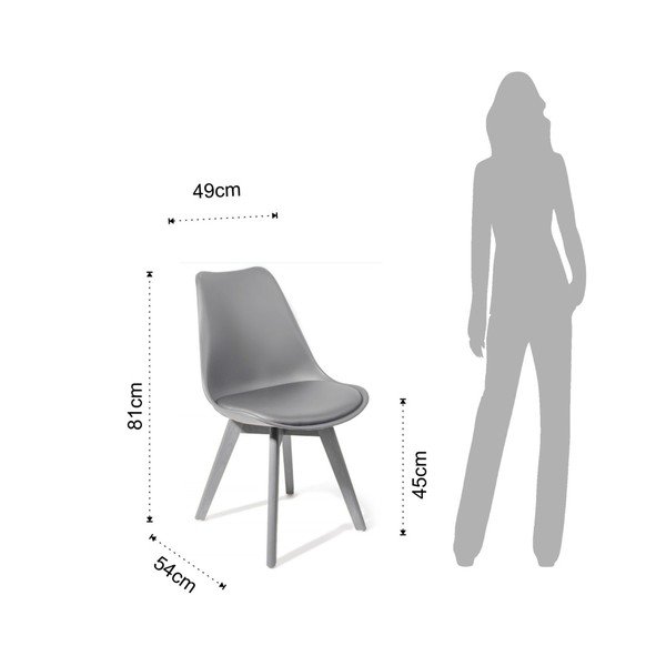 4 pelēku Tomasucci Kiki Evo ēdamistabas krēslu komplekts-image-3